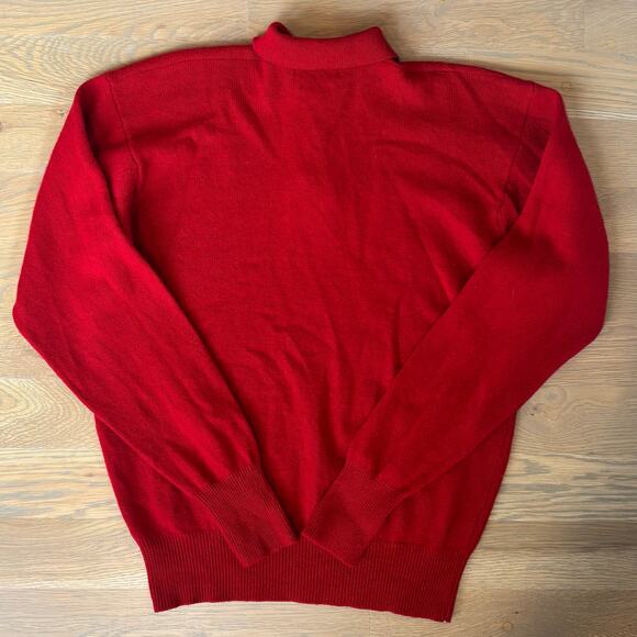 VTG Y2K Polo Ralph Lauren Lambswool Sweater 1/4 Button Red Mens Size Medium - Picture 5 of 8